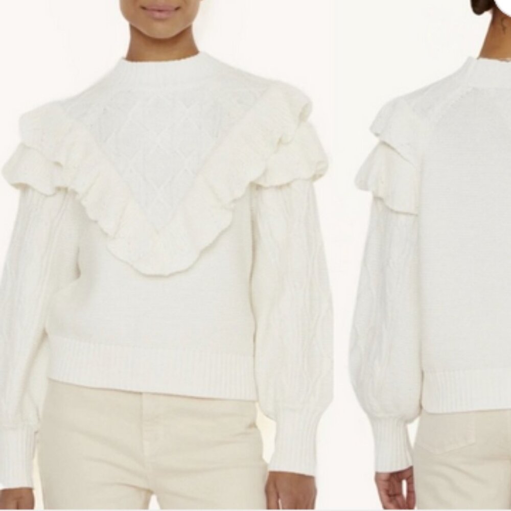 🤍 Rebecca Minkoff Tillie Sweater – Romantic Cottagecore Cream Knit, Size M